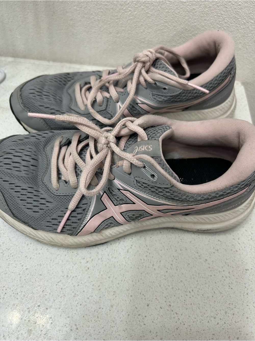 Asics Gray and Light Pink Women's Athletic Running Shoes
